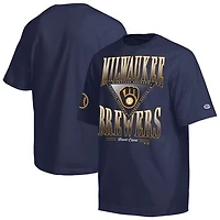 Men's Champion Navy Milwaukee Brewers Traditions Two Locations T-Shirt