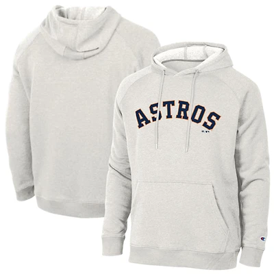 Men's Champion Heathered Core Ultra Light Grey Houston Astros Triumph Tri-Blend Raglan Hoodie