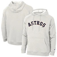 Men's Champion Heathered Core Ultra Light Grey Houston Astros Triumph Tri-Blend Raglan Hoodie