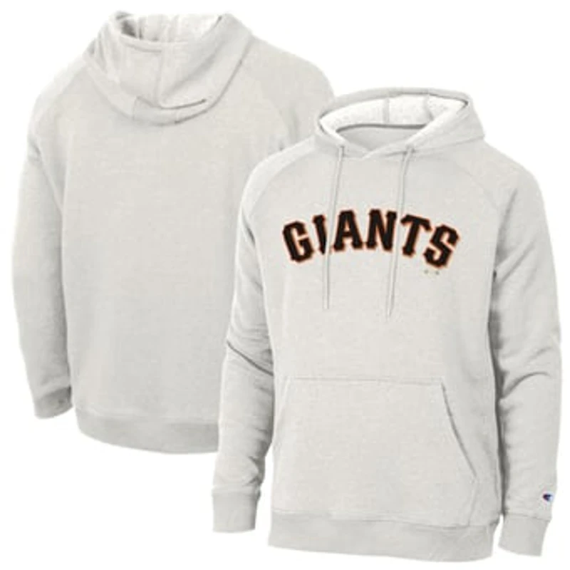 Men's Champion Heathered Core Ultra Light Grey San Francisco Giants Triumph Tri-Blend Raglan Hoodie
