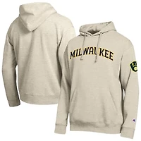 Men's Champion Oatmeal Milwaukee Brewers All Star Chenille Patch Hoodie
