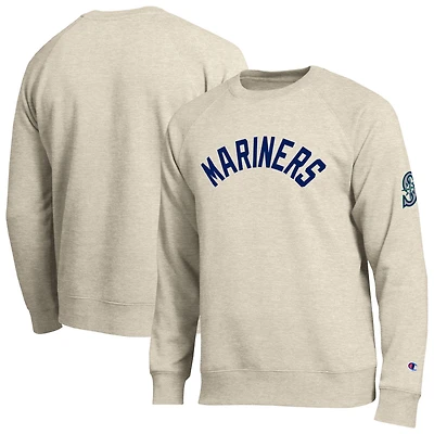 Men's Champion  Oatmeal Seattle Mariners All-Star Soft Felt Raglan Sweatshirt