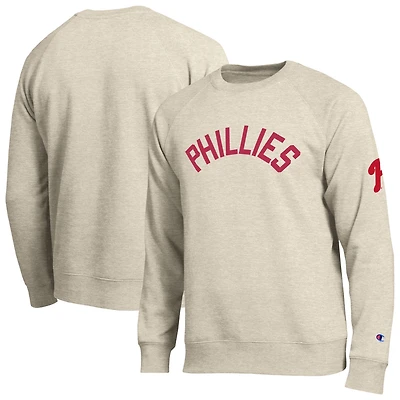Men's Champion  Oatmeal Philadelphia Phillies All-Star Soft Felt Raglan Sweatshirt