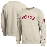 Men's Champion  Oatmeal Philadelphia Phillies All-Star Soft Felt Raglan Sweatshirt
