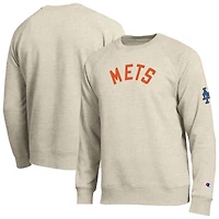 Men's Champion  Oatmeal New York Mets All-Star Soft Felt Raglan Sweatshirt