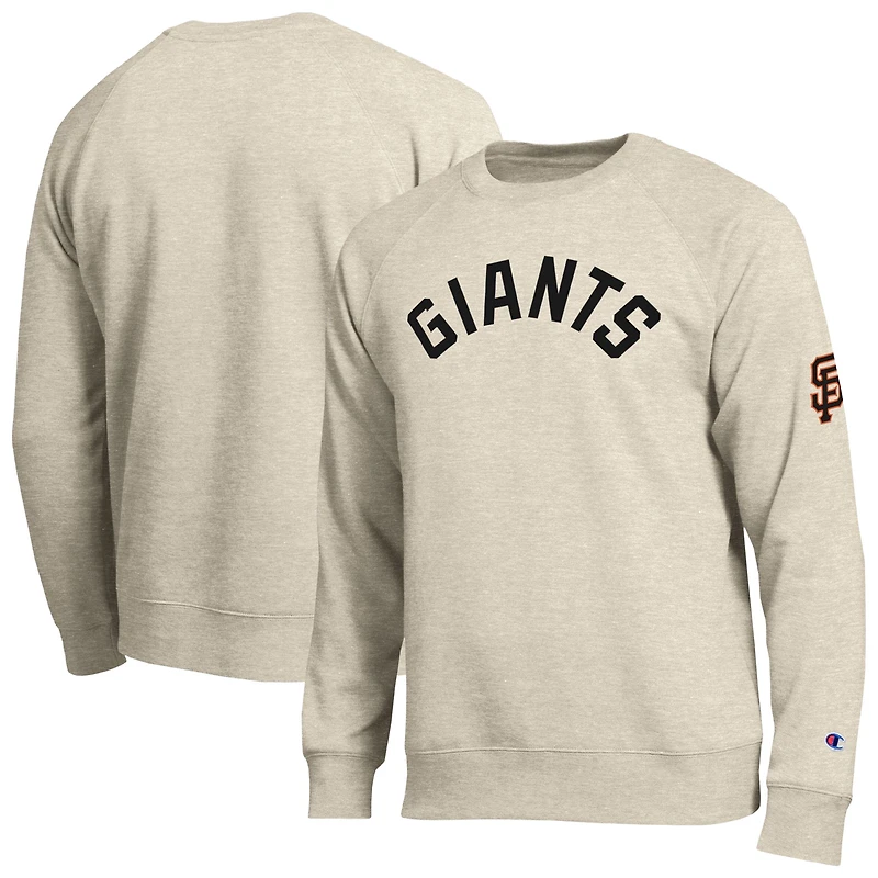 Men's Champion  Oatmeal San Francisco Giants All-Star Soft Felt Raglan Sweatshirt