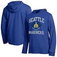 Men's Champion  Royal Seattle Mariners Cooperstown Hooded Long-Sleeve T-Shirt