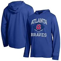 Men's Champion  Royal Atlanta Braves Cooperstown Hooded Long-Sleeve T-Shirt