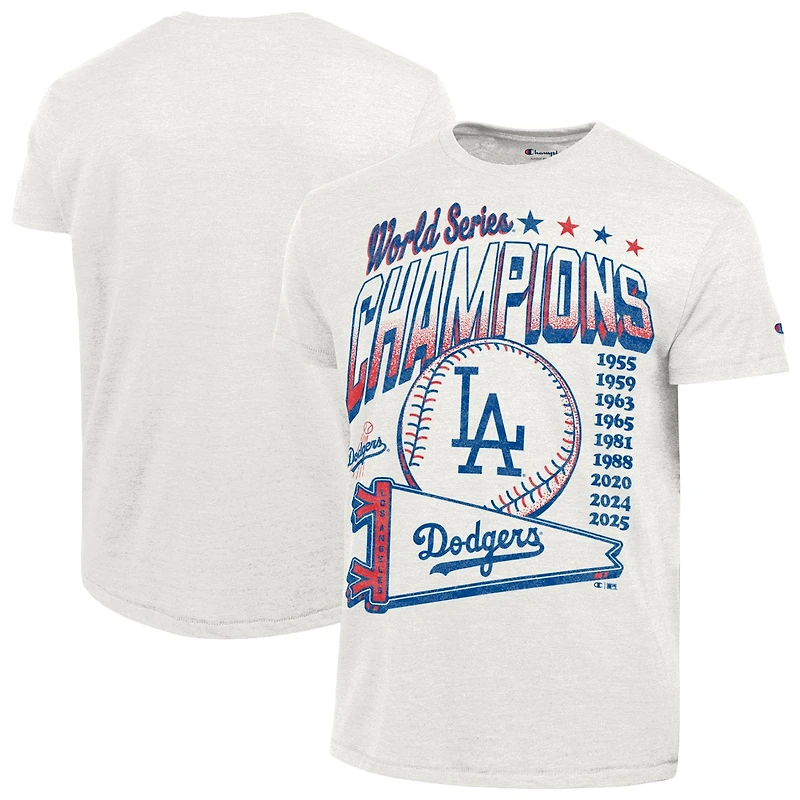 Men's Champion  White Los Angeles Dodgers Winning Tradition Cooperstown Tri-Blend T-Shirt