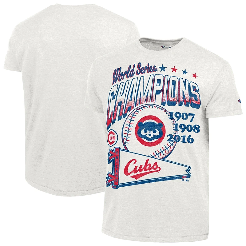 Men's Champion White Chicago Cubs Winning Tradition Cooperstown Tri-Blend T-Shirt