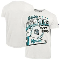 Men's Champion  White Miami Marlins Winning Tradition Cooperstown Tri-Blend T-Shirt
