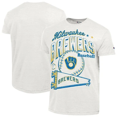 Men's Champion  White Milwaukee Brewers Winning Tradition Cooperstown Tri-Blend T-Shirt