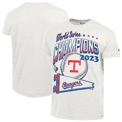 Men's Champion  White Texas Rangers Winning Tradition Cooperstown Tri-Blend T-Shirt