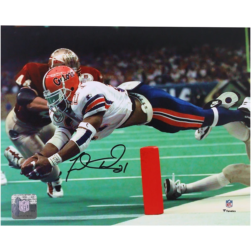 Fred Taylor Florida Gators Autographed 8" x 10" Diving Touchdown Photograph