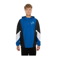 Men's New Era  Blue Detroit Lions Quarter-Zip Windbreaker Jacket