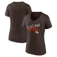 Women's Brown Cleveland Browns Hustle V-Neck T-Shirt