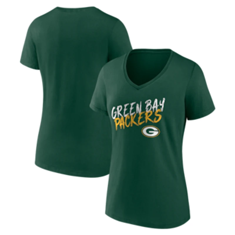 Women's Green Green Bay Packers Hustle V-Neck T-Shirt