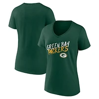 Women's Green Green Bay Packers Hustle V-Neck T-Shirt