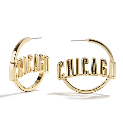 BaubleBar  Chicago Cubs Wordmark Hoop Earrings