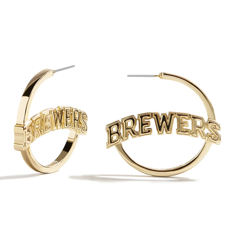 BaubleBar  Milwaukee Brewers Wordmark Hoop Earrings