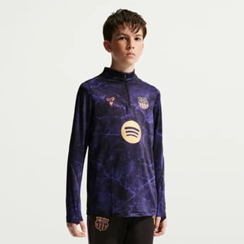 Youth Nike Black Barcelona 2026/27 Away Strike Drill Dri-FIT Quarter-Zip Top