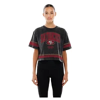 Women's New Era Black San Francisco 49ers Lifestyle Mineral Wash Boxy Cropped T-Shirt