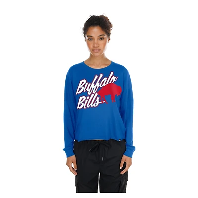 Women's New Era  Royal Buffalo Bills Cropped Oversized Long Sleeve T-Shirt