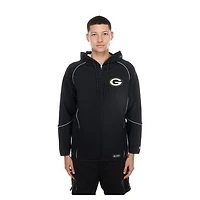 Men's New Era  Black Green Bay Packers Combine Authentic Raglan Full-Zip Hoodie