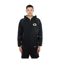 Men's New Era  Black Green Bay Packers Combine Authentic Raglan Full-Zip Hoodie
