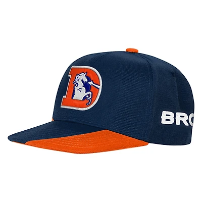 Youth Outerstuff Navy/Orange Denver Broncos Side Swipe Retro Snapback Hat