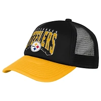 Youth Outerstuff Black/Gold Pittsburgh Steelers Handoff Foam Adjustable Trucker Hat