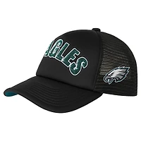 Girls Youth Outerstuff Black Philadelphia Eagles Bling Adjustable Trucker Hat