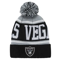 Youth Outerstuff Black Las Vegas Raiders True Edge Cuffed Knit Hat with Pom