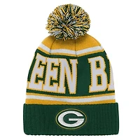Youth Outerstuff Green Green Bay Packers True Edge Cuffed Knit Hat with Pom