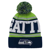 Youth Outerstuff College Navy Seattle Seahawks True Edge Cuffed Knit Hat with Pom