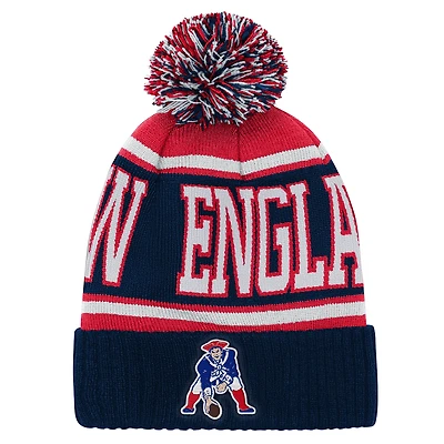 Youth Outerstuff Navy/Red New England Patriots Retro Highlight Cuffed Knit Hat with Pom