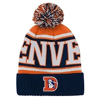 Youth Outerstuff Navy/Orange Denver Broncos Retro Highlight Cuffed Knit Hat with Pom