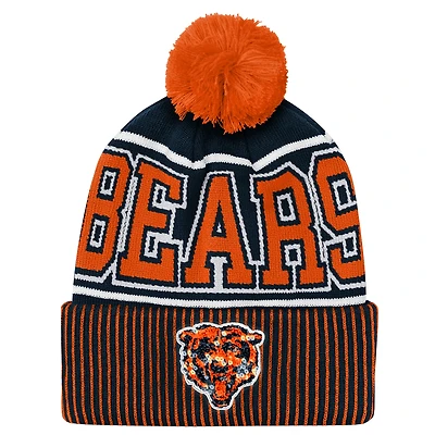 Youth Outerstuff Navy Chicago Bears Highlight Cuffed Knit Hat with Pom
