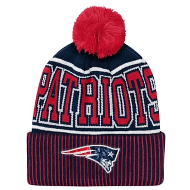Youth Outerstuff Navy New England Patriots Highlight Cuffed Knit Hat with Pom