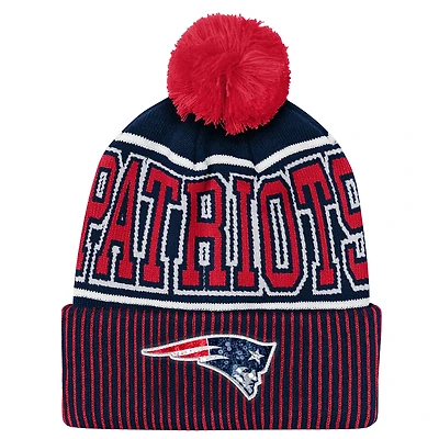 Youth Outerstuff Navy New England Patriots Highlight Cuffed Knit Hat with Pom