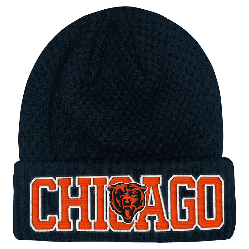Youth Outerstuff Navy Chicago Bears Heat Check Cuffed Knit Hat
