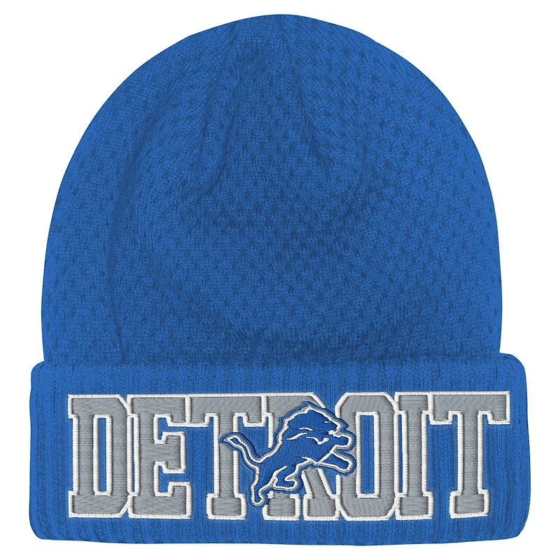 Youth Outerstuff Blue Detroit Lions Heat Check Cuffed Knit Hat