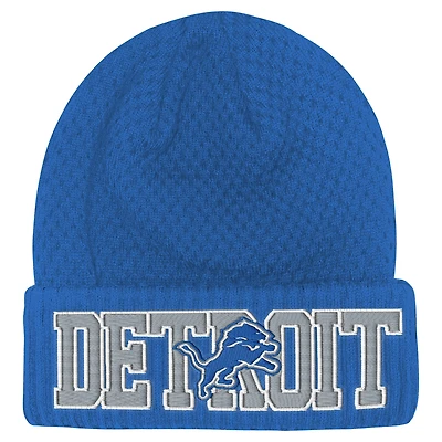 Youth Outerstuff Blue Detroit Lions Heat Check Cuffed Knit Hat