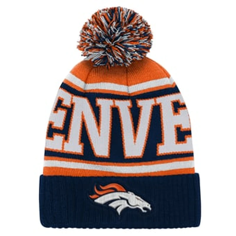 Preschool Outerstuff Navy Denver Broncos True Edge Cuffed Knit Hat with Pom