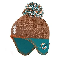Infant Outerstuff Brown Miami Dolphins Football Head Knit Hat