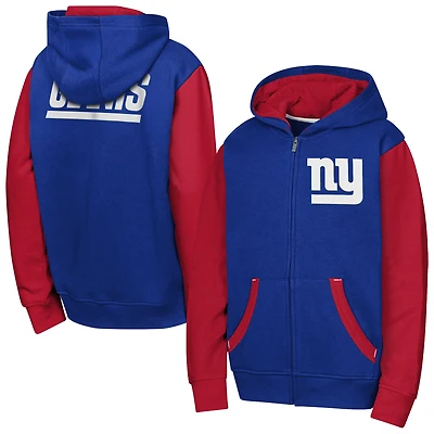 Youth Outerstuff Royal New York Giants Stadium Colorblock Full-Zip Hoodie