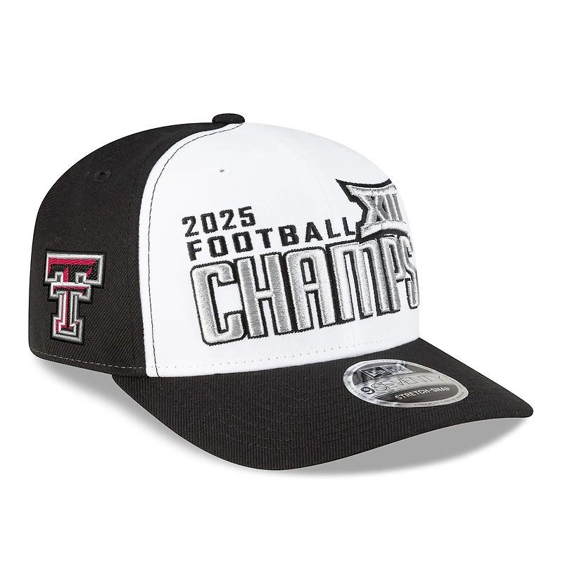Men's New Era  White/Black Texas Tech Red Raiders 2025 Big 12 Football Champions 9SEVENTY Adjustable Hat
