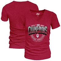 Women's Blue 84 Crimson Indiana Hoosiers 2025 Big Ten Football Champions Locker Room V-Neck T-Shirt