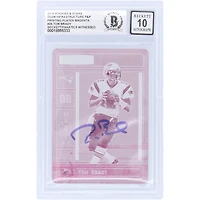 Tom Brady New England Patriots Autographed 2016 Panini Rookies & Stars Magenta Printing Plate #26 #1/1 Beckett Fanatics Witnessed Authenticated 10 Card