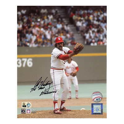 Al Hrabosky St. Louis Cardinals Autographed Pitching Photograph with "The Mad Hungarian" Inscription
